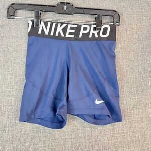 Nike Pro Blue Athletic Compression Shorts Womens‎ XS Athletic Fit Swoosh